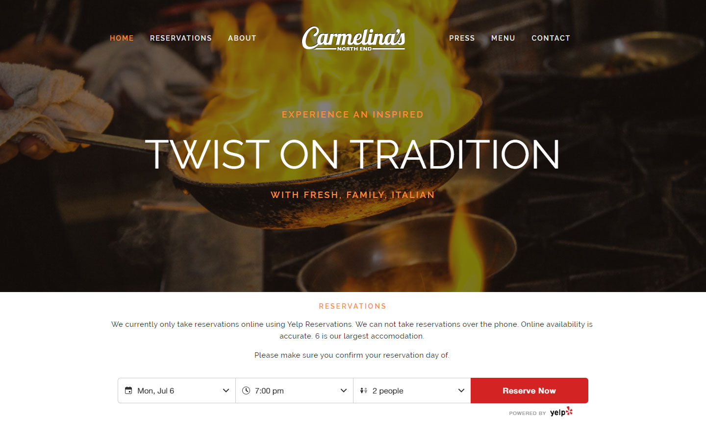 restaurant website design