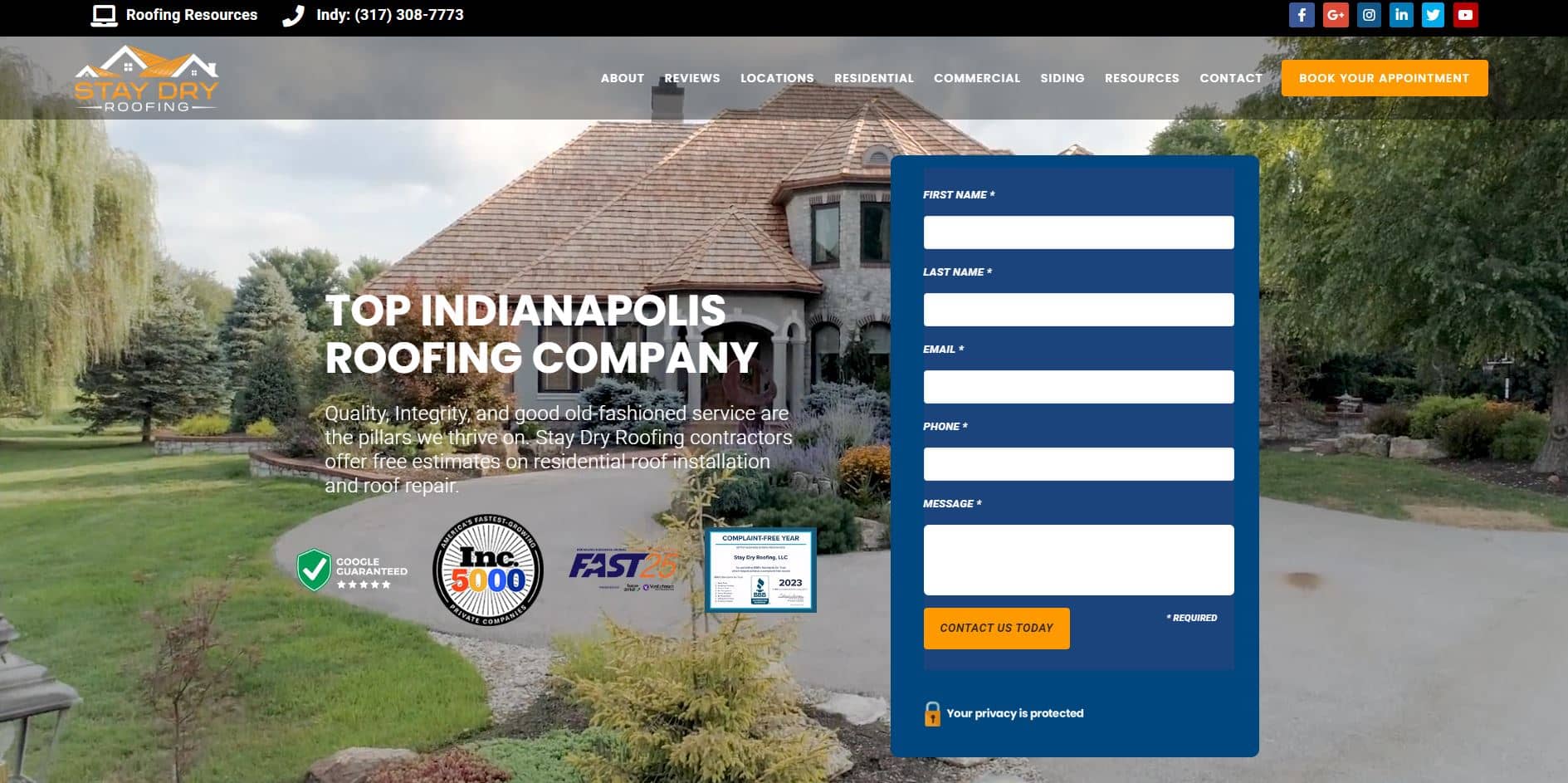 best roofer web sites